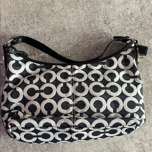 Coach Black and White Circle Pattern Shoulder Bag